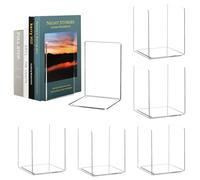 HappyHapi Fermalibri in acrilico per mensole, supporto per libri trasparente, antiscivolo, decorativo, organizer per libri di studio, per casa, biblioteca, ufficio, 12,7 x 12,7 x 18,5 cm (6 paia/12