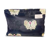 HAPPYHEIDI Sacchetto cosmetico della chiusura lampo di viaggio della borsa cosmetica di trucco estetico, tela rivestita, organizzatore della borsa, SX- Champagne Farfalla Jacquard, Large