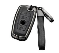 Happyit Coperture per Chiave Auto in Lega di Zinco e Pelle per BMW Serie 1 2 3 4 5 6 7 X3 X4 M2 M3 M4 M5 M6 GT3 GT5 4 Tasti (Nero+Grigio)