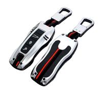 Happyit - Cover in lega di zinco per chiave auto, compatibile con Porsche Cayenne 958 911 Lepin 996 Macan Panamera 997 944 924 987 987 gt3 Cayman 987 360°, protezione impermeabile (argento)