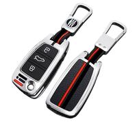 Happyit Cover in lega di zinco per chiave auto per Audi Sline A3 A5 Q3 A6 C5 C6 A4 B6 B7 B8 TT 80 S6 3 pulsanti FOB chiavi portachiavi accessori (argento)