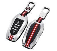 Happyit Custodia Guscio Portachiavi Cover per Compatibile con Peugeot 2008 3008 4008 5008 308 408 508 per C1 C2 C4 C6 C3-XR Picasso Grand DS3 DS5 (Argento+Fibbia quadrata)