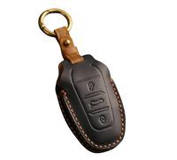 Happyit Custodia in pelle per chiave telecomando auto Peugeot 2008 3008 4008 5008 308 408 508 Citroen C1 C2 C4 C6 C3-XR Picasso Grand DS3 DS5 3 pulsanti (nero)