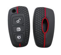 Happyit Custodia in silicone per chiave dell'auto, compatibile con Ford Fiesta Ranger C-Max S-Max Focus 3 4 Galaxy Mondeo Transit Tourneo Custom MK4 3 pulsanti