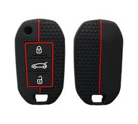 Happyit Custodia in silicone per tasti remoti Compatibile con Peugeot 208 301 308 508 5008 3008 Citroen 2010-2024 3 Pulsanti (Nero+rosso linea A)