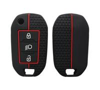 Happyit Custodia in silicone per tasti remoti Compatibile con Peugeot 208 301 308 508 5008 3008 Citroen 2010-2024 3 Pulsanti (Nero+rosso linea B)