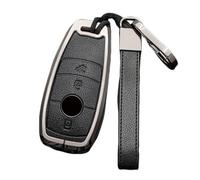 Happyit Custodia per chiave auto in lega di zinco per Mercedes Benz A C E S GLC GLE GLS CLA Class W205 W213 W177 X167 W222 G63 3 pulsanti (nero + grigio)