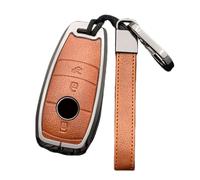 Happyit Custodia per chiave auto in lega di zinco per Mercedes Benz A C E S GLC GLE GLS CLA Class W205 W213 W177 X167 W222 G63 3 pulsanti (marrone+grigio)