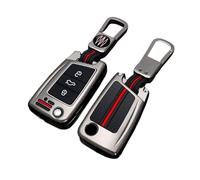 Happyit Custodia per chiave auto in lega di zinco per Volkswagen VW Golf 7 MK7 Tiguan MK2 Skoda Octavia A7 Kodiaq 3 pulsanti impermeabile a 360° (colore opaco), Colore opaco