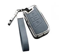 Happyit Custodia per chiave auto in lega di zinco per Volkswagen VW Passat B8 Arteon CC Magotan B5 Jetta Skoda A7 Variant 3 tasti (blu + argento)