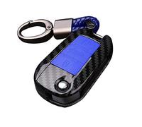 Happyit - Custodia per chiave elettronica auto, con portachiavi, in fibra di carbonio e ABS, per Peugeot 508/301/2008/3008/408, Citroen C4L/Cactus/C5/C2/C3/C4/C6/C8/Picasso/Xsara Blu