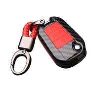 Happyit - Custodia per chiave elettronica auto, con portachiavi, in fibra di carbonio e ABS, per Peugeot 508/301/2008/3008/408, Citroen C4L/Cactus/C5/C2/C3/C4/C6/C8/Picasso/Xsara Rosso