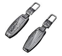Happyit Custodia per chiave telecomando auto in lega di zinco per Audi A6 C8 A7 A8 Q8 2018 2019 custodia vuota (grigio+fibbia quadrata)