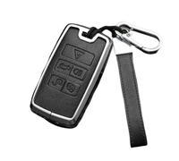 Happyit Custodia per chiavi auto in lega di zinco per Land Rover Discovery 4 Freelander 2 Range Rover Evoque 2016-2024 5 tasti (Nero+argento)