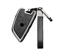 Happyit Custodia per chiavi auto in pelle in lega di zinco per BMW X1 X3 X4 X5 F15 X6 F16 G30 7 Series G11 F48 F39 520 525 f30 118i 218i 320i 3/4 tasti (nero+4B1)