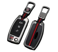 Happyit - Custodia per chiavi dell’auto a 3 pulsanti, in lega di zinco + silicone (A, colore opaco)