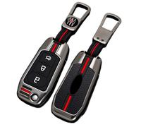 Happyit - Custodia per chiavi dell’auto a 3 pulsanti, in lega di zinco + silicone (E, colore opaco)