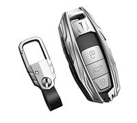 Happyit Custodia per chiavi dell'auto, in lega di zinco + TPU + pelle, per Audi A1 A3 A4 A5 A6 A7 A8 Q2L Q3 Q5 Q7 S3 S4 TTS 2021 A4L Q5L 3 pulsanti (colore argento B)
