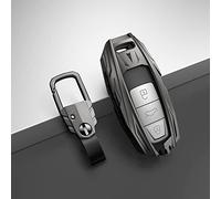 Happyit Custodia per chiavi dell'auto, in lega di zinco + TPU + pelle, per Audi A1 A3 A4 A5 A6 A7 A8 Q2L Q3 Q5 Q7 S3 S4 TTS 2021 A4L Q5L 3 pulsanti (colore opaco B)