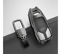 Happyit Custodia per chiavi dell'auto, in lega di zinco + TPU + pelle, per Audi A1 A3 A4 A5 A6 A7 A8 Q2L Q3 Q5 Q7 S3 S4 TTS 2021 A4L Q5L 3 pulsanti (colore opaco A)