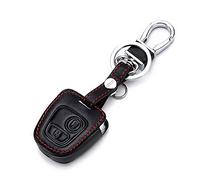Happyit Custodia protettiva in pelle per chiave auto Peugeot 107 207 307 407 106 206 306 406 CSL2017 Citroen C2 C3 C4 2 pulsanti chiave telecomando