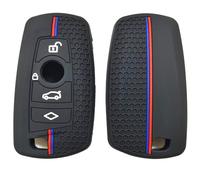 Happyit Custodia protettiva in silicone per chiavi dell'auto per bmw 1 2 3 4 5 6 7 Series X3 X4 M2 M3 M4 M5 M6 GT3 GT5 4 Pulsanti (Nero)