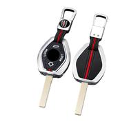 Happyit Pelle in lega di Zinco Custodie per Chiavi Auto per bmw EWS E38 E39 E46 E83 E53 E60 E63 E61 E64 X3 X5 Z3 Z4 1/3/5/7 auto custodia coprichiave (Argento+Fibbia quadrata)