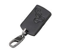 Happyit - Portachiavi con custodia per telecomando in pelle, con 4 tasti, per Renault Clio, Megane, Koleos, Scenic, Captur, Twingo, Dacia Duster, Sandero Linea nera
