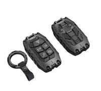 Happyit Portachiavi in lega di zinco portachiavi protettivo per Land Rover Discovery 4 Range Rover Sport Evoque Vogue LR2 LR4 Für Jaguar Freelander XFL XE XJ 5 pulsanti (Nero+Fibbia rotonda)