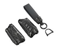 Happyit Portachiavi in lega di zinco portachiavi protettivo per VW Volkswagen Golf 8 2020 Skoda Octavia A8 2021 SEAT Leon MK4 3 pulsanti (Nero+Corda)