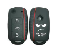 Happyit Portachiavi in Silicone per auto portachiavi per Volkswagen VW Bora Beetle Tiguan Passat B5 B6 MK5 6 Jetta Eos SEAT Sagitar Golf 6 3 Pulsanti (Nero)