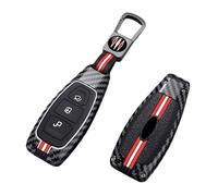 Happyit Zinco fibra di carbonio modello lega auto chiave casi di copertura per Ford Focus 3 4 ST Mondeo MK3 MK4 Fiesta Fusion Kuga 2013-2024 3 Pulsanti (Fibbia Quadrata)