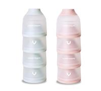 Happymami, Dosatore per Latte in Polvere o Cereali, colore Acquamarina Pastello, 4 scomparti portatili da 360 ml ciascuno, facile da trasportare, apertura semplice (Set di 2 Dosatores)