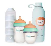 Happymami, Set Biberon Personalizzabile con la Forma del tuo Seno + Thermos per Liquidi, Kit di Alimentazione per il tuo Bebè, Senza BPA (Set 2 Biberons + Thermos +Dosatore di Latte in Polvere)