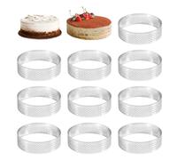 Happysnow 10 pezzi da dessert rotondo in acciaio inox perforato frutta torta quiche torta mousse stampo cucina cucina 6 cm