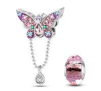 HappyStar 925 Charms in argento sterling bead charm da donna adatto per Charms Bracelet, I LOVE MOM Regali per la festa della mamma