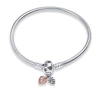HappyStar Bracciale Donna Bead Charm Da Donna in Argento Sterling 925,Bracciale con maglia snake e chiusura, Charms Compatibili,Regali per donne.