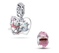 HappyStar charm argento 925,bead charm da donna,perline, si adatta fascino bracciali collana Gioielli europei, Ciondolo doppio con orso e amici