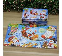 HappyToy Legno 60 Pezzo di Puzzle Buon Natale Xmas Santa in Un Contenitore Grande Dono per i Bambini