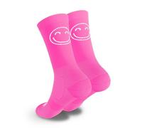 HappyTraining Calzini sportivi, traspiranti, termoregolatori, tallone e punta rinforzati, perfetti per corsa, crossfit, ciclismo, Rosa fluo, 34-37