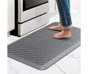 HappyTrends Kitchen Mat Cushioned Anti-Fatigue Kitchen Rug,17.3"x 28",Thick Waterproof Non-Slip Kitchen Mats and Rugs Heavy Duty Ergonomic Comfort Rug for Kitchen,Floor,Office,Sink,Laundry,Grey
