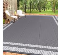 HappyTrends Tappeto da esterno reversibile, portatile, in paglia di plastica, tappeto da campeggio per esterni e camper, grande, impermeabile, per patio, terrazza, portico, balcone (2,5 x 2,5 m