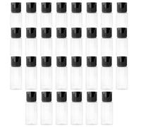 Happyupcity 30 bottiglie vuote da viaggio in plastica trasparente da 15 ml, con tappo a scatto nero, flaconcino per campioni cosmetici, contenitore piccolo dispenser per gel doccia liquido emolliente