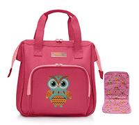 HappyVk-Borsa per Pannolini per Bambola con Tappetino per Il Cambio Bambola-Ricamo Gufo-Accessori per Bambole- Borsa per bambini dai 3 anni in su