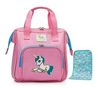 HappyVk-Borsa per Pannolini per Bambola con Tappetino per Il Cambio Bambola-Ricamo Unicorno-Accessori per Bambole- Borsa per Bambini dai 3 Anni in su