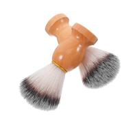Happyyami 2 Pezzi Pennello da barba da barba massaggiatore facciale spazzola legno spazzola morbida spazzola per barba con manico spazzola lisciante Riparato a setola morbida di legno Khaki