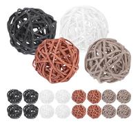 Happyyami 20 Palline di Rattan Decorative da Appendere, Riutilizzabili e Naturali, 4 Colori, 45mm, Perfette per Decorazioni di Feste e Riempitivi per Vasi Colore Casuale