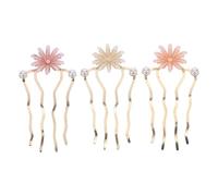 Happyyami 3 eleganti forcine a forma di U, bastoncini per in metallo vintage con fiori, accessori per in stile cinese retrò per chignon raccolti, accessori Hanfu
