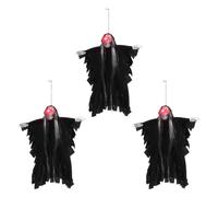 Happyyami 3 pezzi di scheletro fantasma da appendere per Halloween: teschio illuminato attivato tramite voce - fantasma spettrale lunghi con occhi luminosi per la decorazione di case infestate