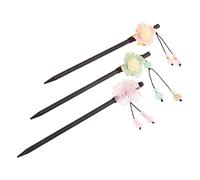 Happyyami 3pezzi Bastoncini Per Cinesi Fiori Design Antico Copricapo in Legno Forcine Antiche Stile